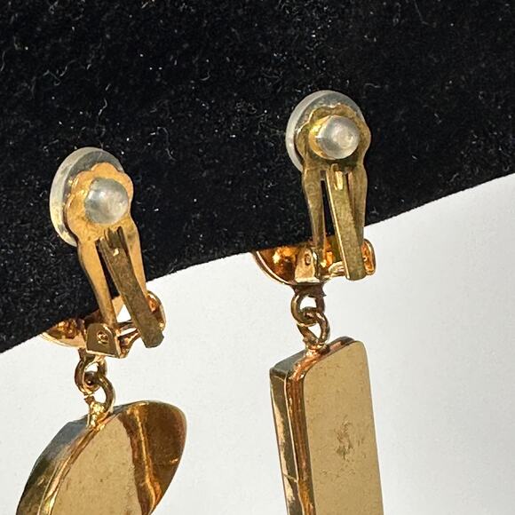Sylvia Toledano Cascade Earrings Onyx Quartz Chalcedony 22k Gold Plated Bras$365 - Picture 15 of 16